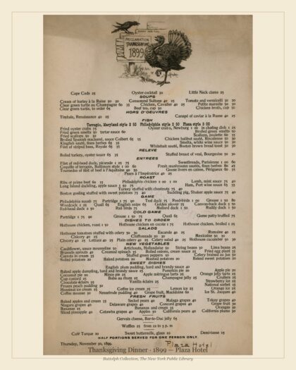 Thanksgiving Dinner · 1899 — Plaza Hotel