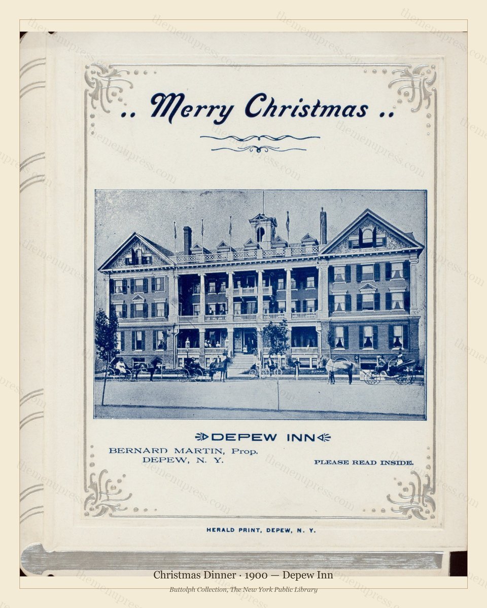 Vintage menu preview — 1900 Vintage Christmas Dinner Menu — Depew Inn, Festive Holiday Card (Complete 4