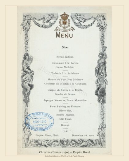 Christmas Dinner · 1907 — Empire Hotel