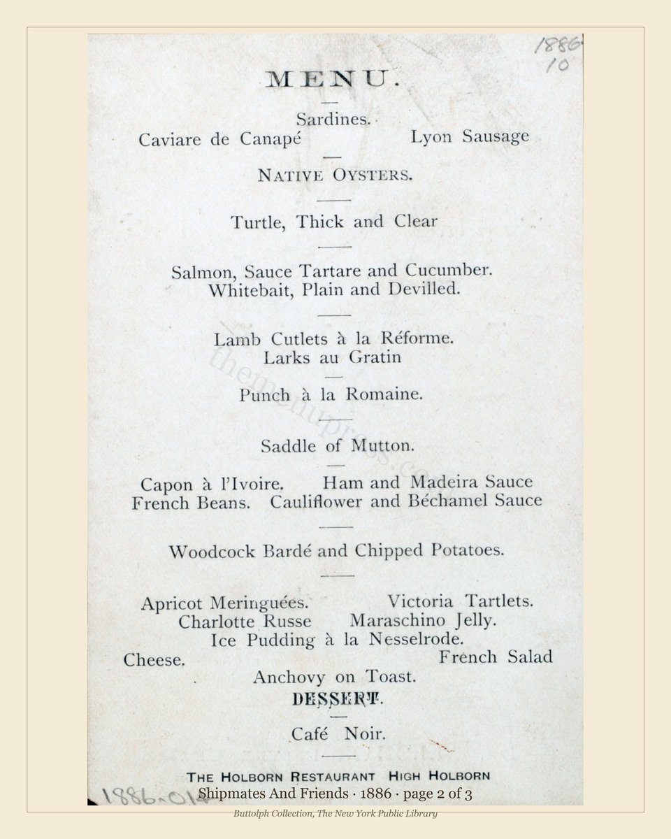 Vintage menu — page 2 of 3
