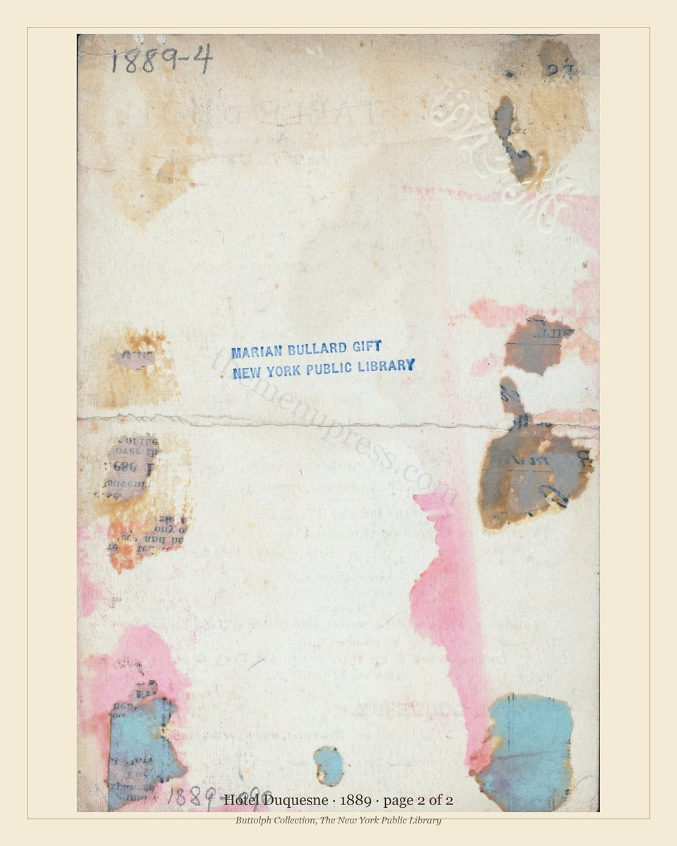 Vintage menu — page 2 of 2