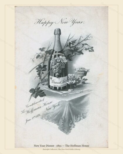 Vintage menu preview — 1891 Vintage New Year's Day Dinner Menu — The Hoffman House, Festive Holiday Car