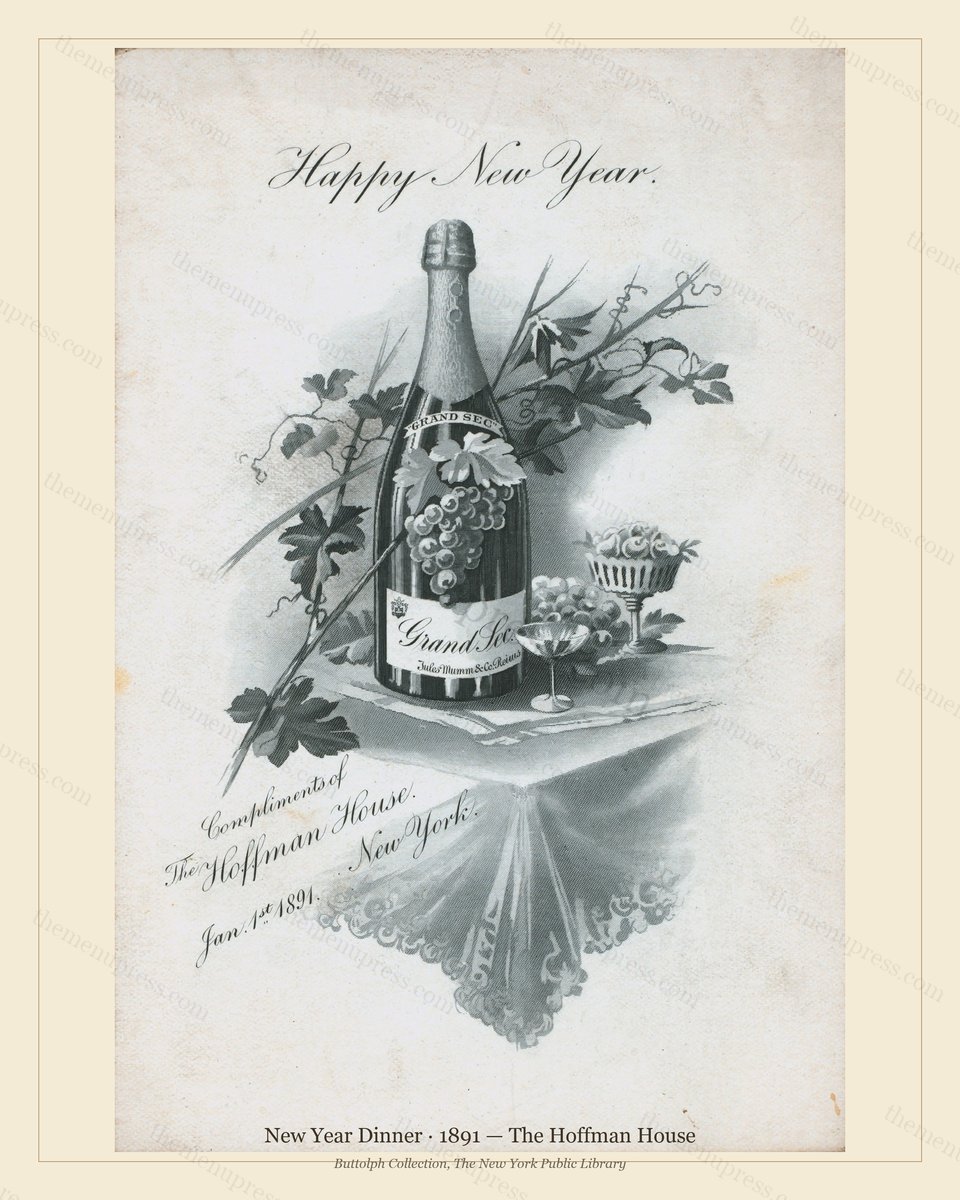 Vintage menu preview — 1891 Vintage New Year's Day Dinner Menu — The Hoffman House, Festive Holiday Car