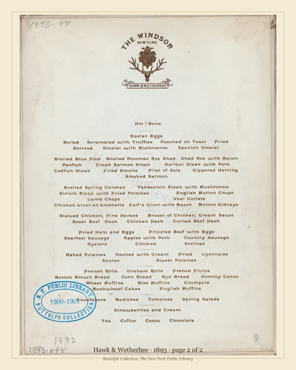 Vintage menu — page 2 of 2