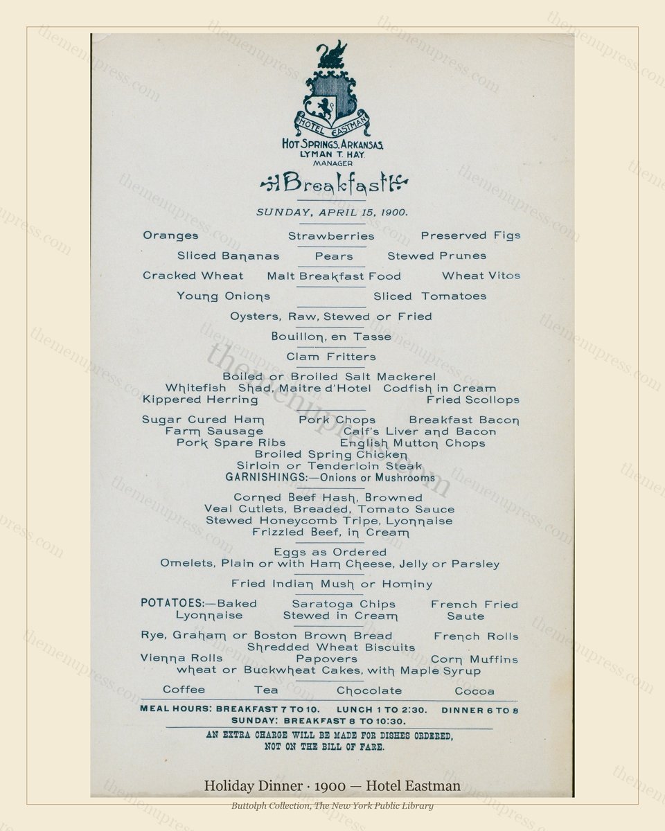 Vintage menu preview — 1900 Vintage Holiday Dinner Menu — Hotel Eastman, Festive Holiday Card (Complete