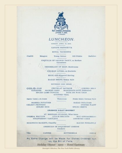 Holiday Dinner · 1900 — Hotel Eastman