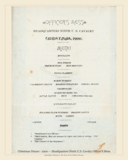 Christmas Dinner · 1900 — Headquarters Ninth U.S. Cavalry Officer'S Mess