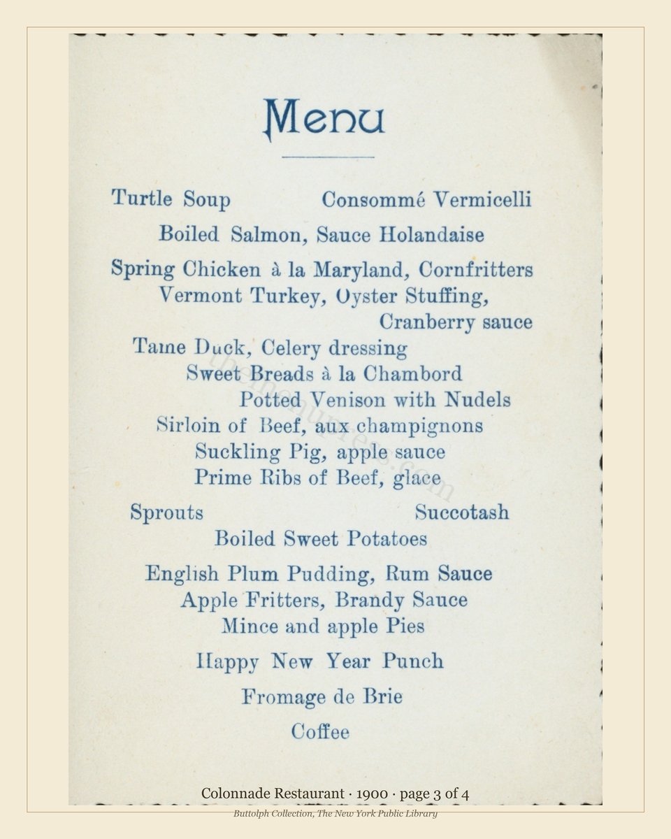 Vintage menu — page 3 of 4